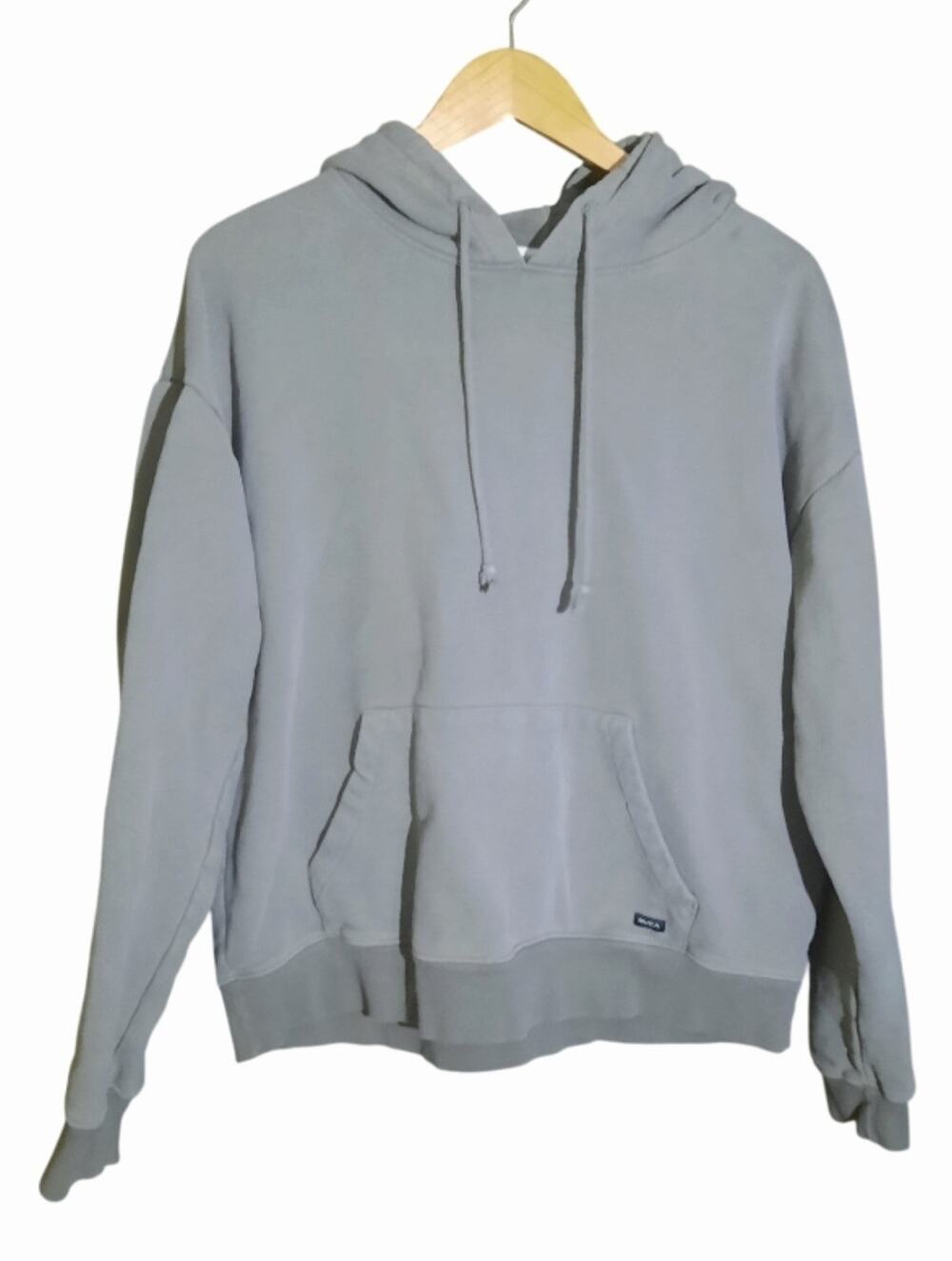 RVCA Mens Gray Relaxed Hoodie Drop Shoulder Classic Kangaroo Pocket Size L
